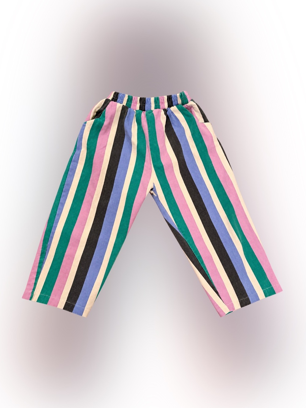 Kids Multicolor Stripe Pants with pockets- Pink, Green, Blue, Black, Cream